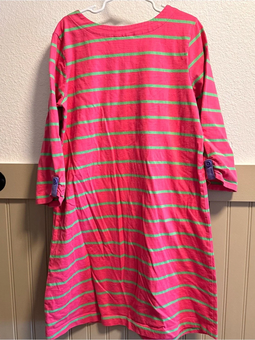 Hanna Anderson Girls' Pink and Green Striped Nightgown